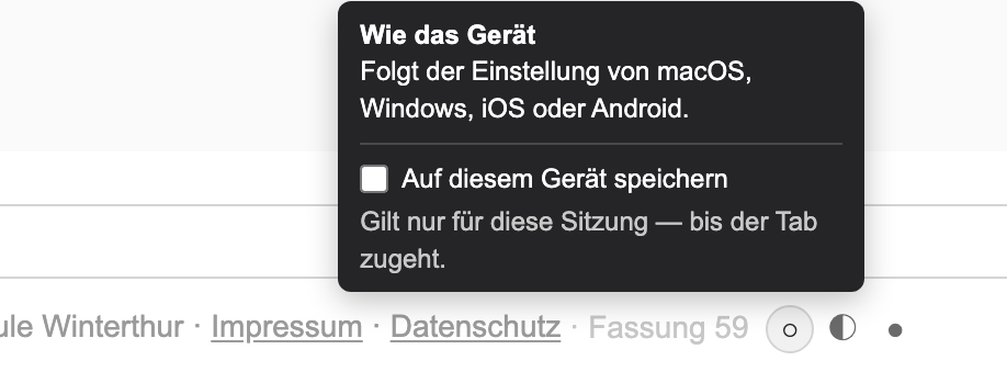Die drei Kreise in der Fusszeile mit der aufgeklappten Erklärfläche